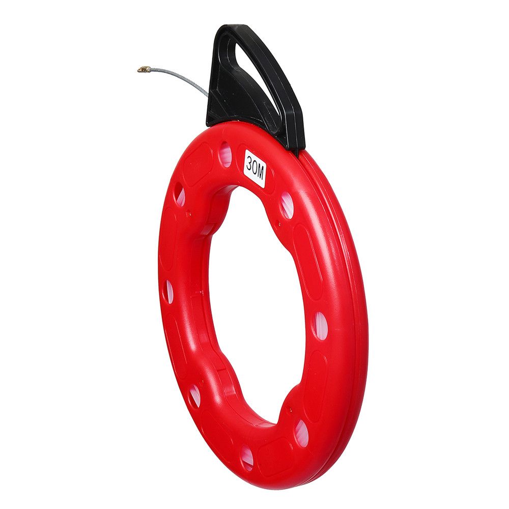 30M 4mm Fiberglass Fish Tape Reel Puller Glass Fiber Nylon Conduit Ducting Rodder Pulling Wire Cable Fishing Tool Red