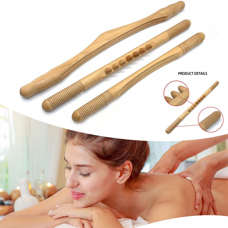 Shoulder Wood Massage Natural 4Pc Scraping Upgraded Burner Neck Slimming Fat Body Scraper Tool Leg Back For Stick Therapy Guasha