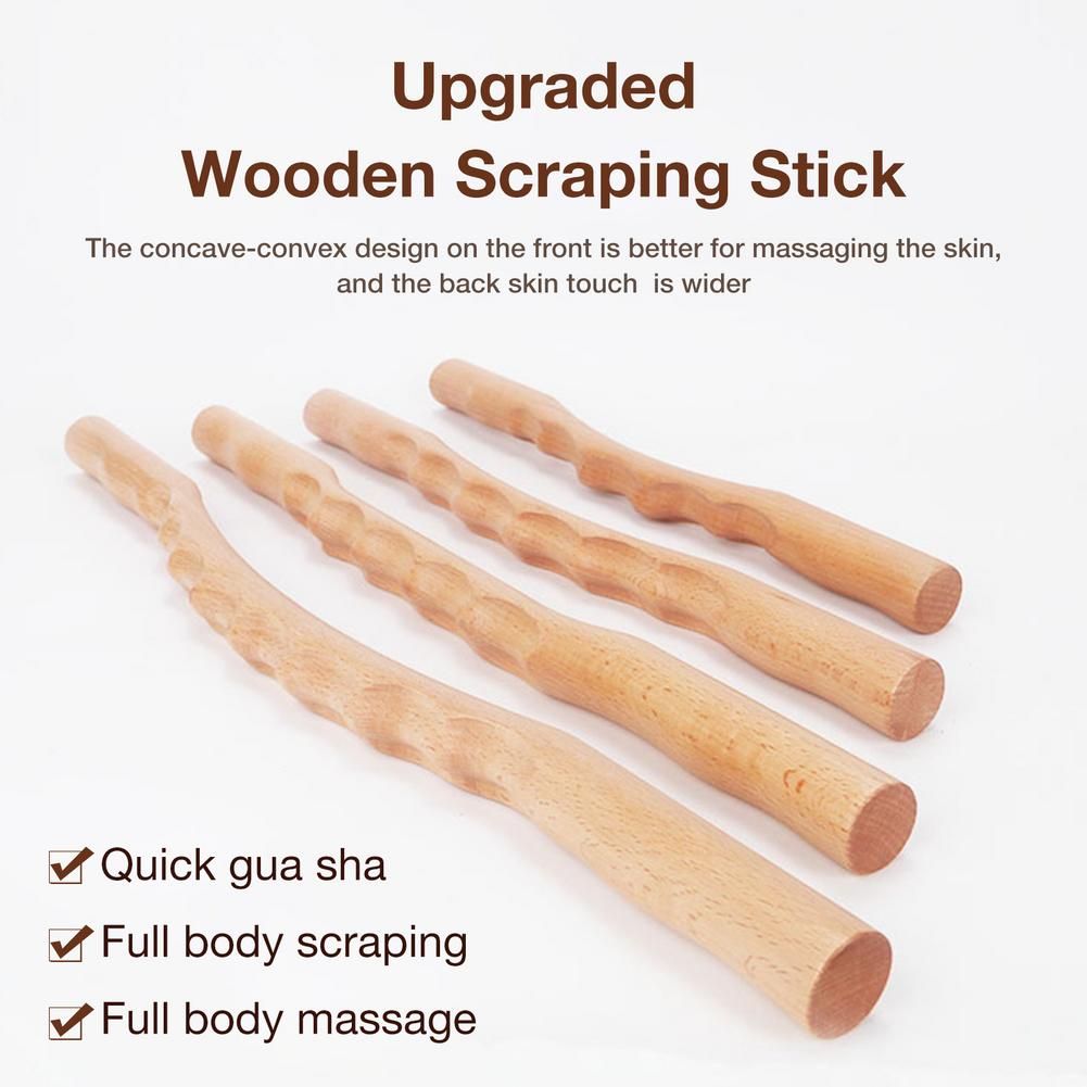 Shoulder Wood Massage Natural 4Pc Scraping Upgraded Burner Neck Slimming Fat Body Scraper Tool Leg Back For Stick Therapy Guasha