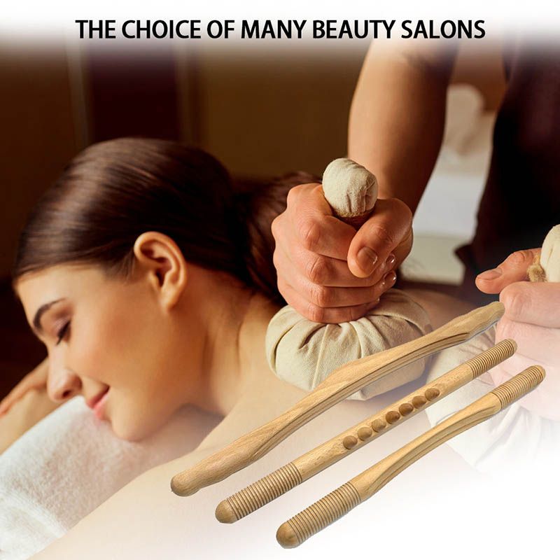 Shoulder Wood Massage Natural 4Pc Scraping Upgraded Burner Neck Slimming Fat Body Scraper Tool Leg Back For Stick Therapy Guasha