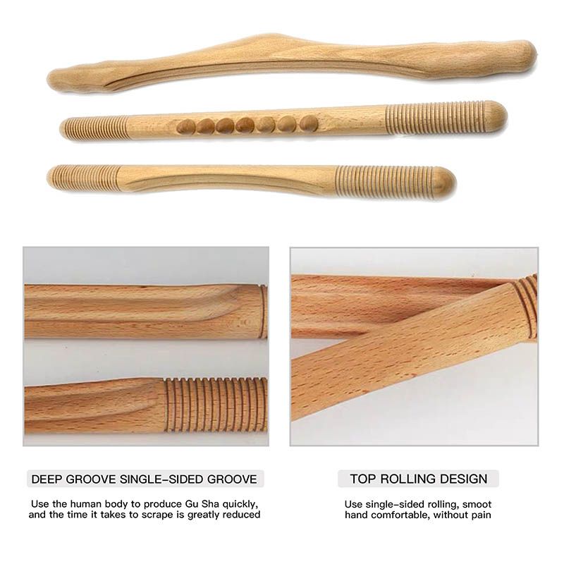 Shoulder Wood Massage Natural 4Pc Scraping Upgraded Burner Neck Slimming Fat Body Scraper Tool Leg Back For Stick Therapy Guasha