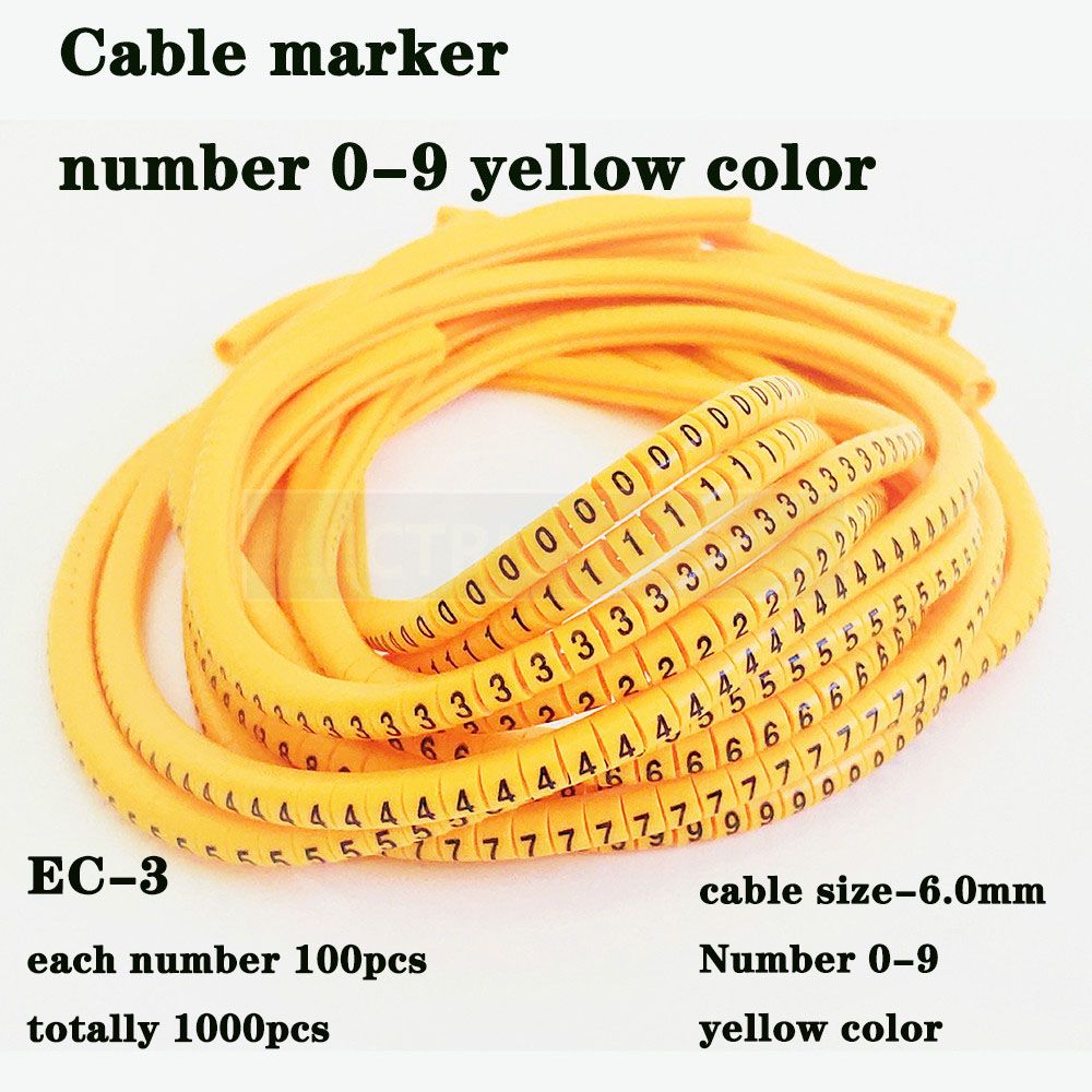 Cable Marker Numbered EC-3 1000pcs Wire Marker Number 0 To