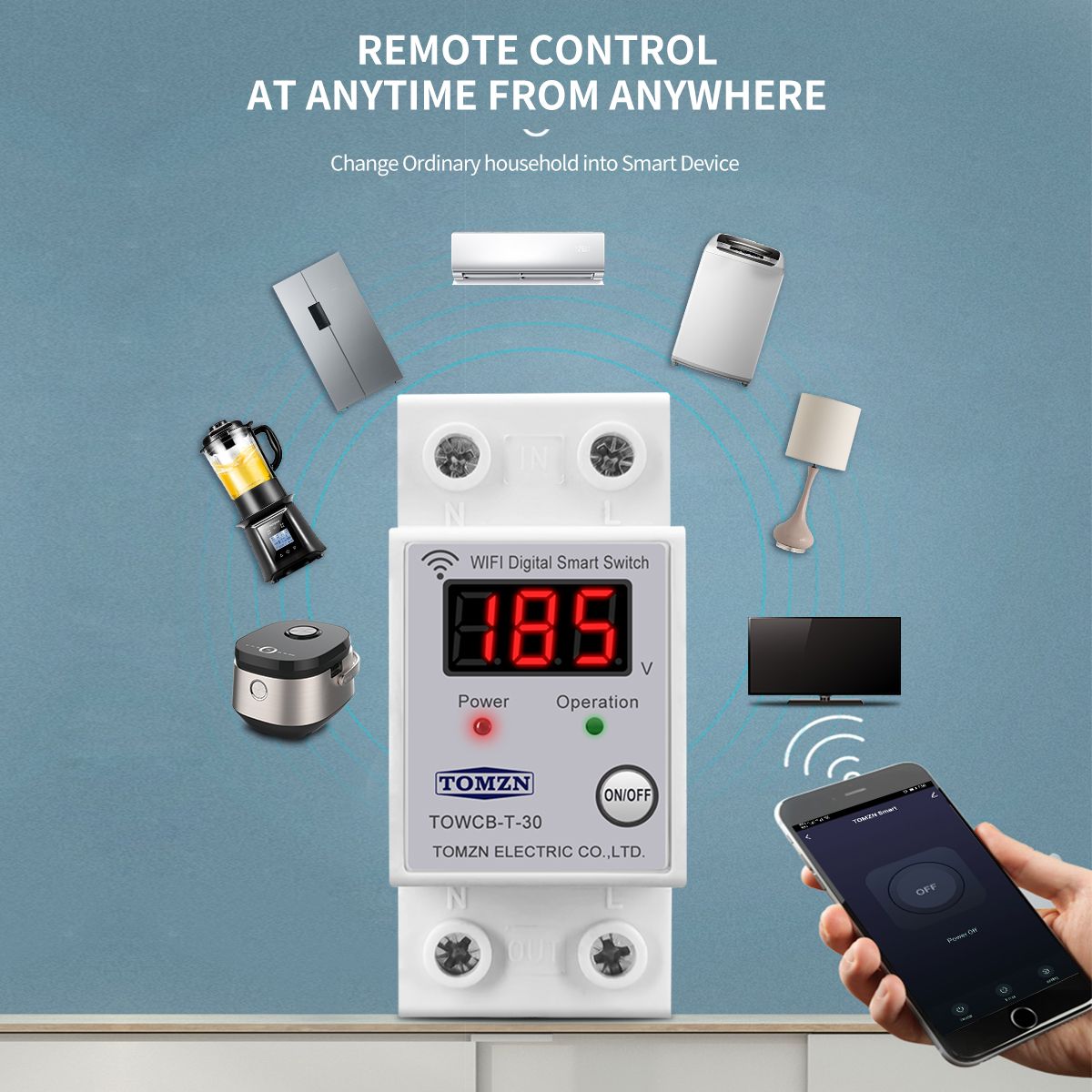 Din Rail Smart Life TUYA WIFI Circuit Breaker With Voltage