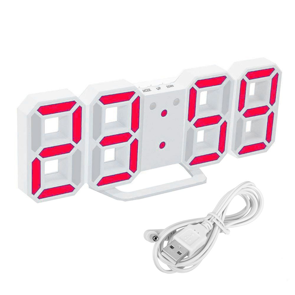 Modern Digital LED Table Desk Wall Alarm Clock-Black&Blue