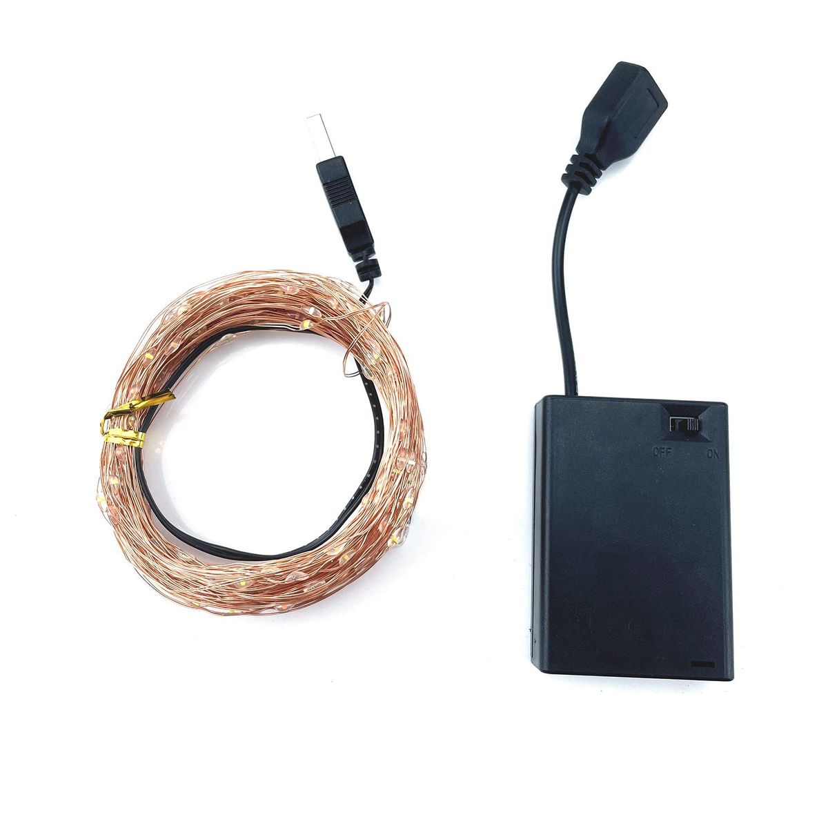 20m Warm White USB String Light with Battery Box Constant Bright 200 Lamp Beads Copper Wire Romantic Decoration
