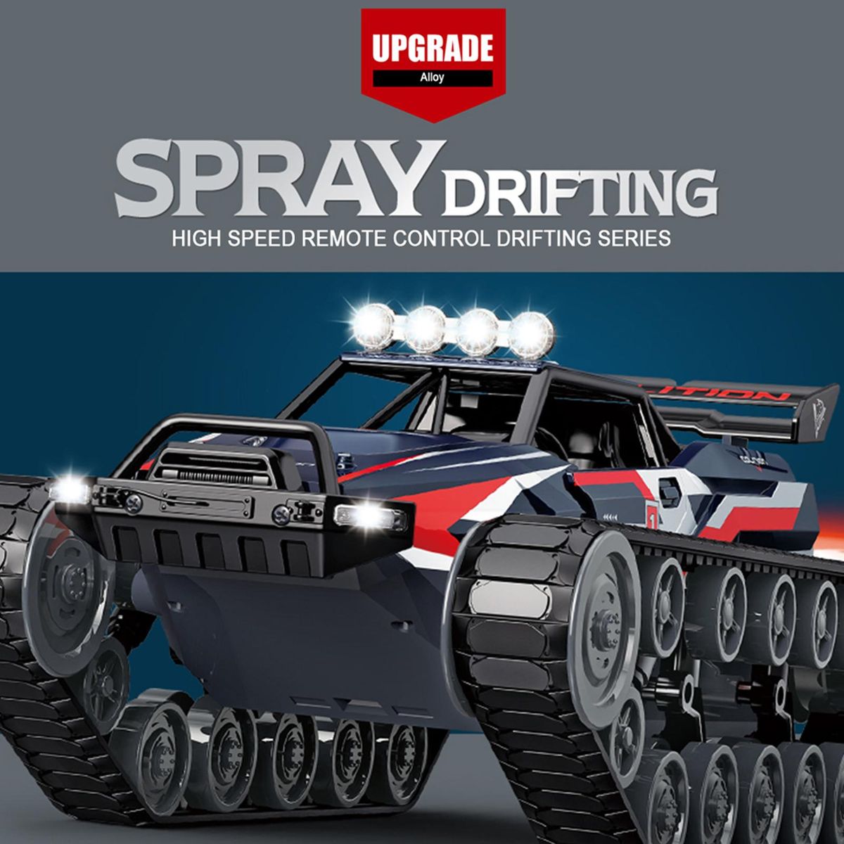 Remote Control Tank Car Remote Control Spray Car 1/12 2.4GHz Alloy Gifts Toy Full Scale Vehicle Gifts for Boys Girls Teens and Children