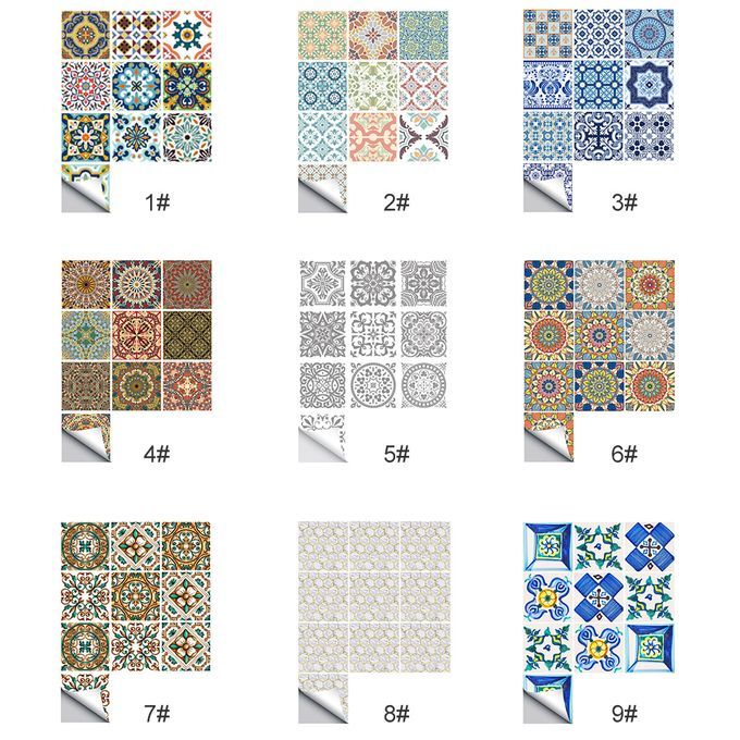 10 Pcs/Set Self Adhesive Tile Stickers Art Decals Diy Wall