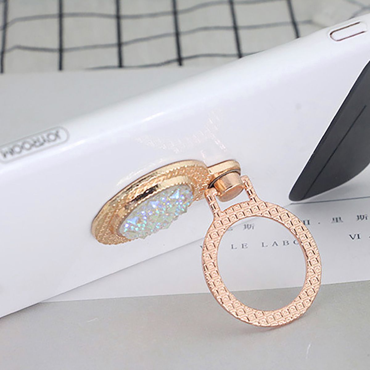 Phone Grip Stand   Rhinestone Pocket Watch Golden