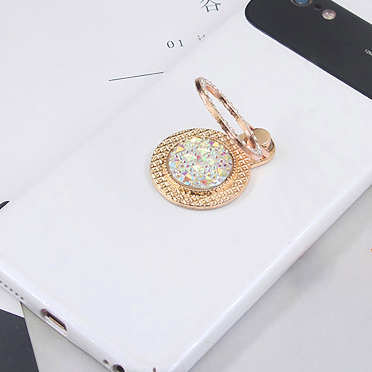 Phone Grip Stand   Rhinestone Pocket Watch Golden