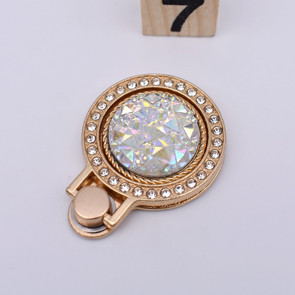Phone Grip Stand   Rhinestone Pocket Watch Golden
