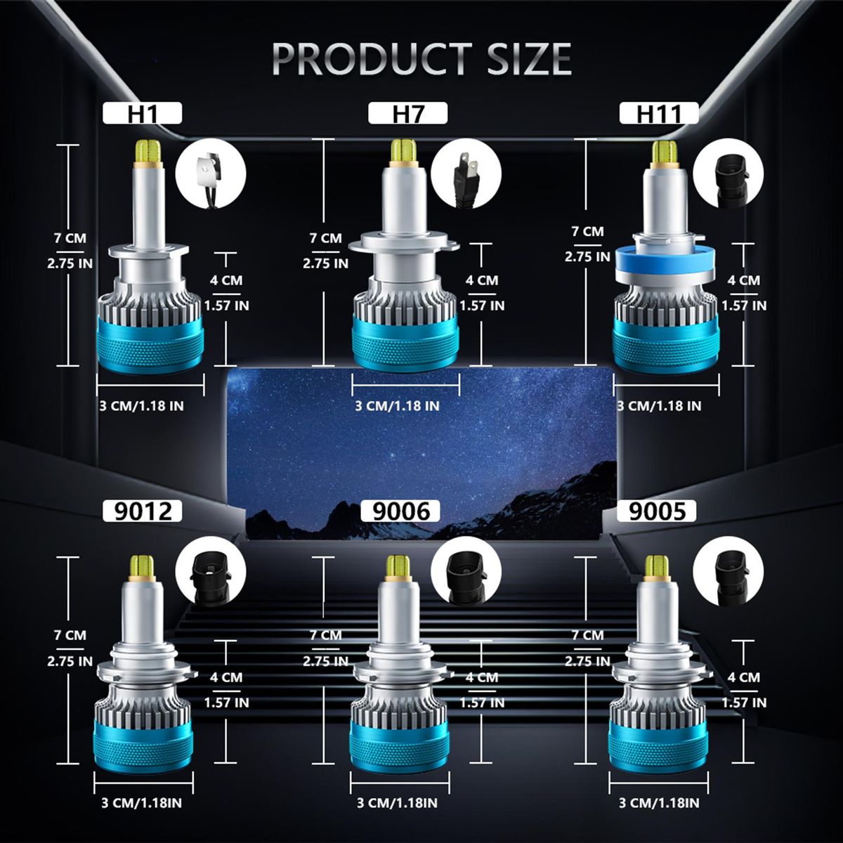 9012 LED Headlight Bulbs IP68 Waterproof Car LED Headlight Bulbs 6000K 100W Bright LED Headlights, 2PCS