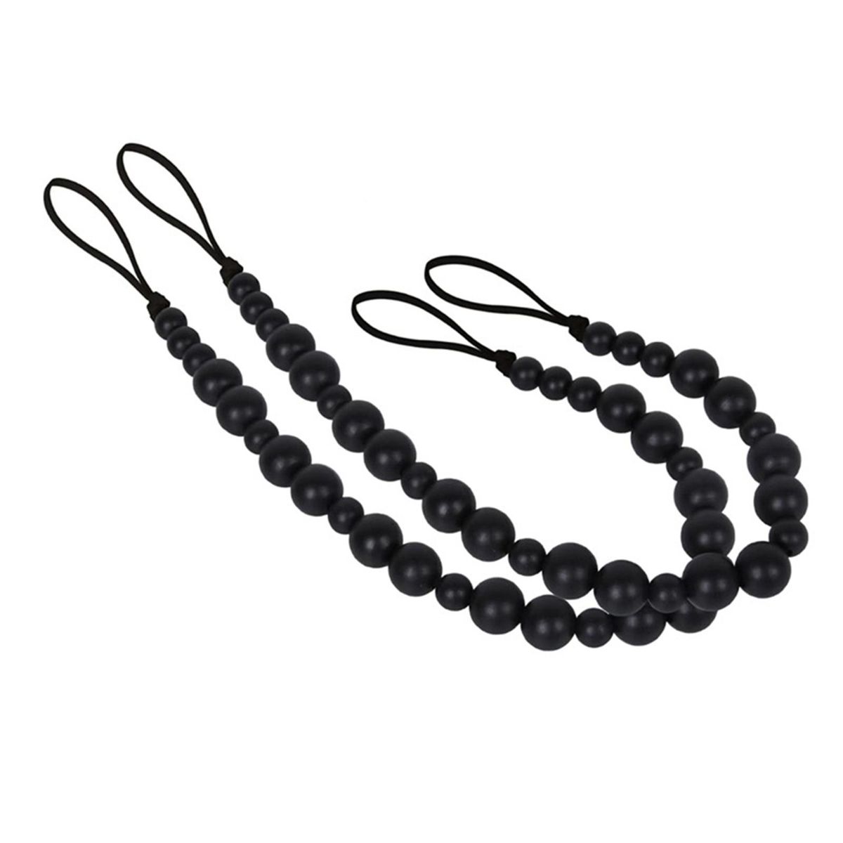 Boho Style Curtain Holderback Wooden Bead Curtain Tieback Black