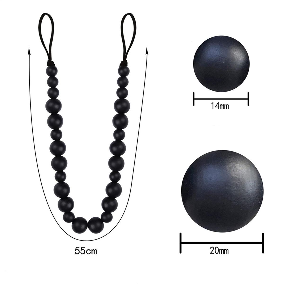 Boho Style Curtain Holderback Wooden Bead Curtain Tieback Black