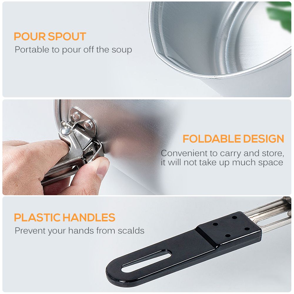 2Pcs Aluminum Alloy Camping Pot, Camping Cook Pot