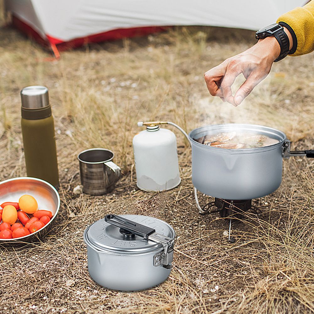 2Pcs Aluminum Alloy Camping Pot, Camping Cook Pot