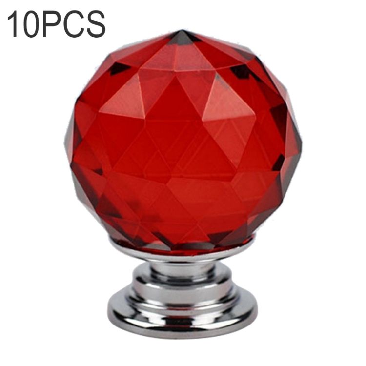 10 PCS 30mm K9 Plated Transparent Glass Drawer Handle