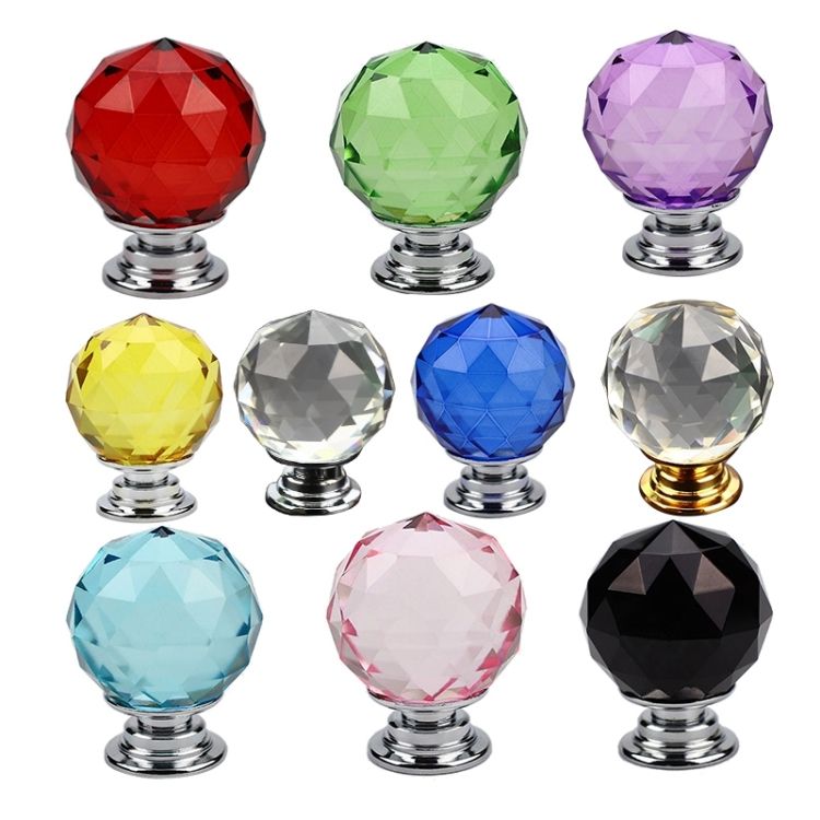 10 PCS 30mm K9 Plated Transparent Glass Drawer Handle