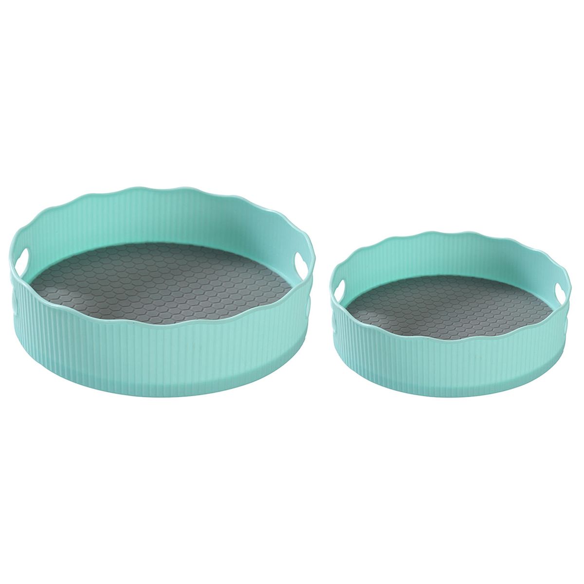 2 Pcs Organizer Plastic Without Assembly Turntable Storage Tray Blue