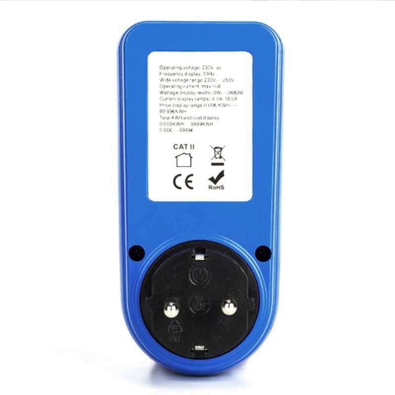 Socket Digital Current Meter Voltmeter AC Power Meter Time Watt Tester Wattmeter - EU Plug