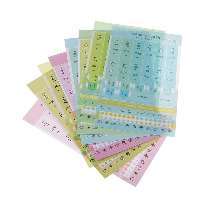 2X 8pcs Mix Index Tabs Reminder Stickers Calendar Monthly Index