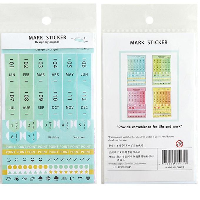 2X 8pcs Mix Index Tabs Reminder Stickers Calendar Monthly Index
