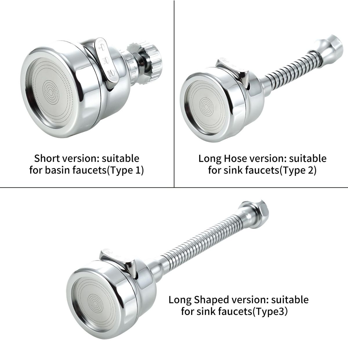 360° Rotatable Tap Head Faucet Extender Splash-Proof Pressurized Kitchen Tap Sprayer with 3 Modes Water Saving Black Copper Water Tap Head
