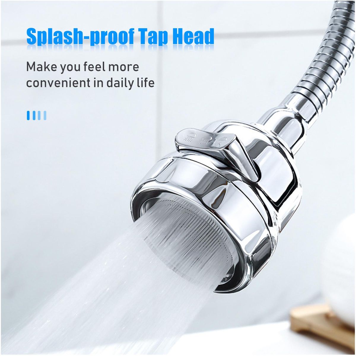 360° Rotatable Tap Head Faucet Extender Splash-Proof Pressurized Kitchen Tap Sprayer with 3 Modes Water Saving Black Copper Water Tap Head
