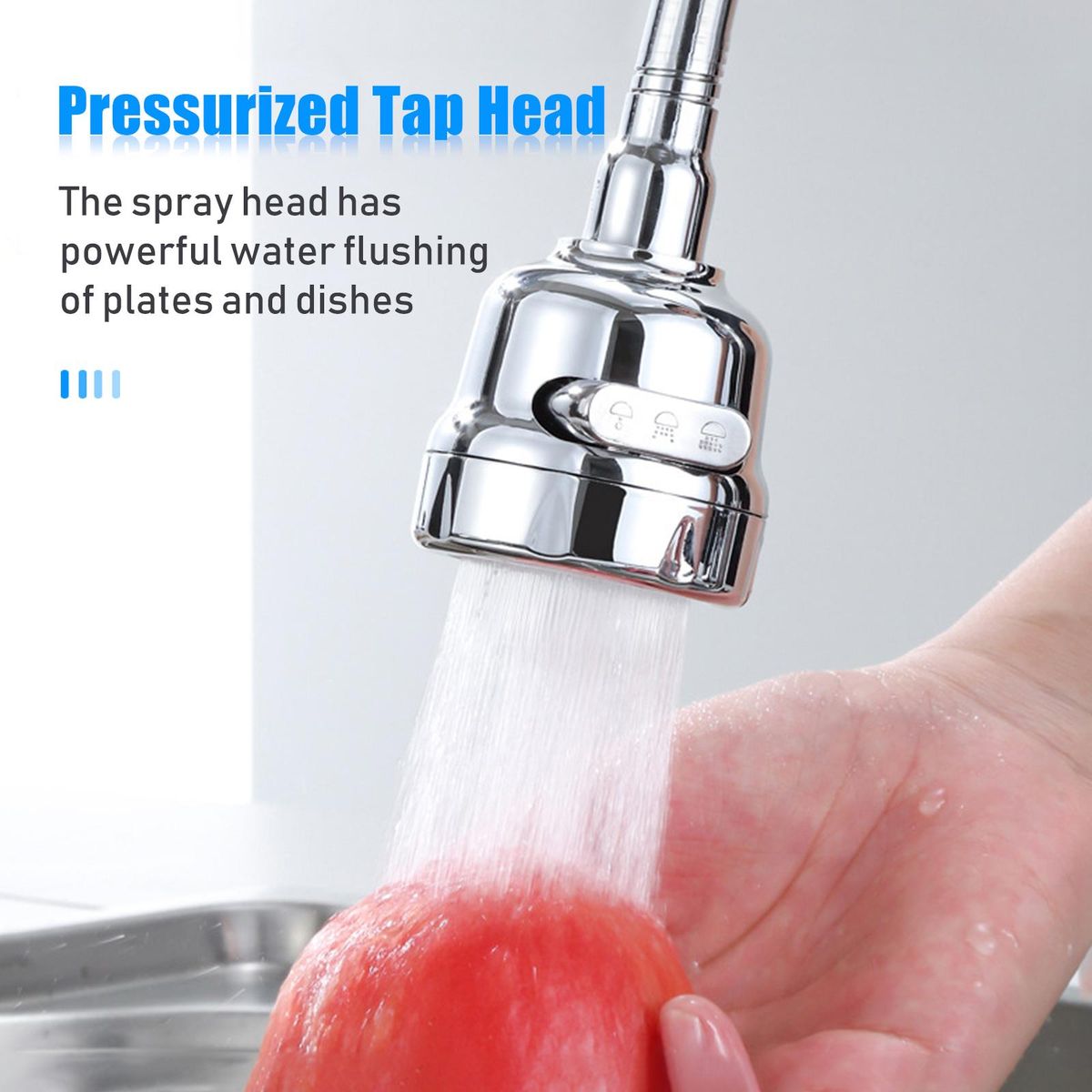 360° Rotatable Tap Head Faucet Extender Splash-Proof Pressurized Kitchen Tap Sprayer with 3 Modes Water Saving Black Copper Water Tap Head