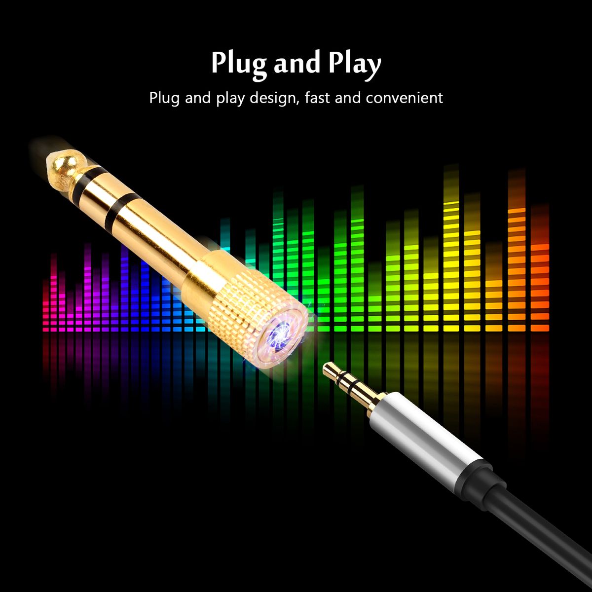 10Pcs 6.35mm 1/4'' Male To 3.5mm 1/8'' Female Stereo