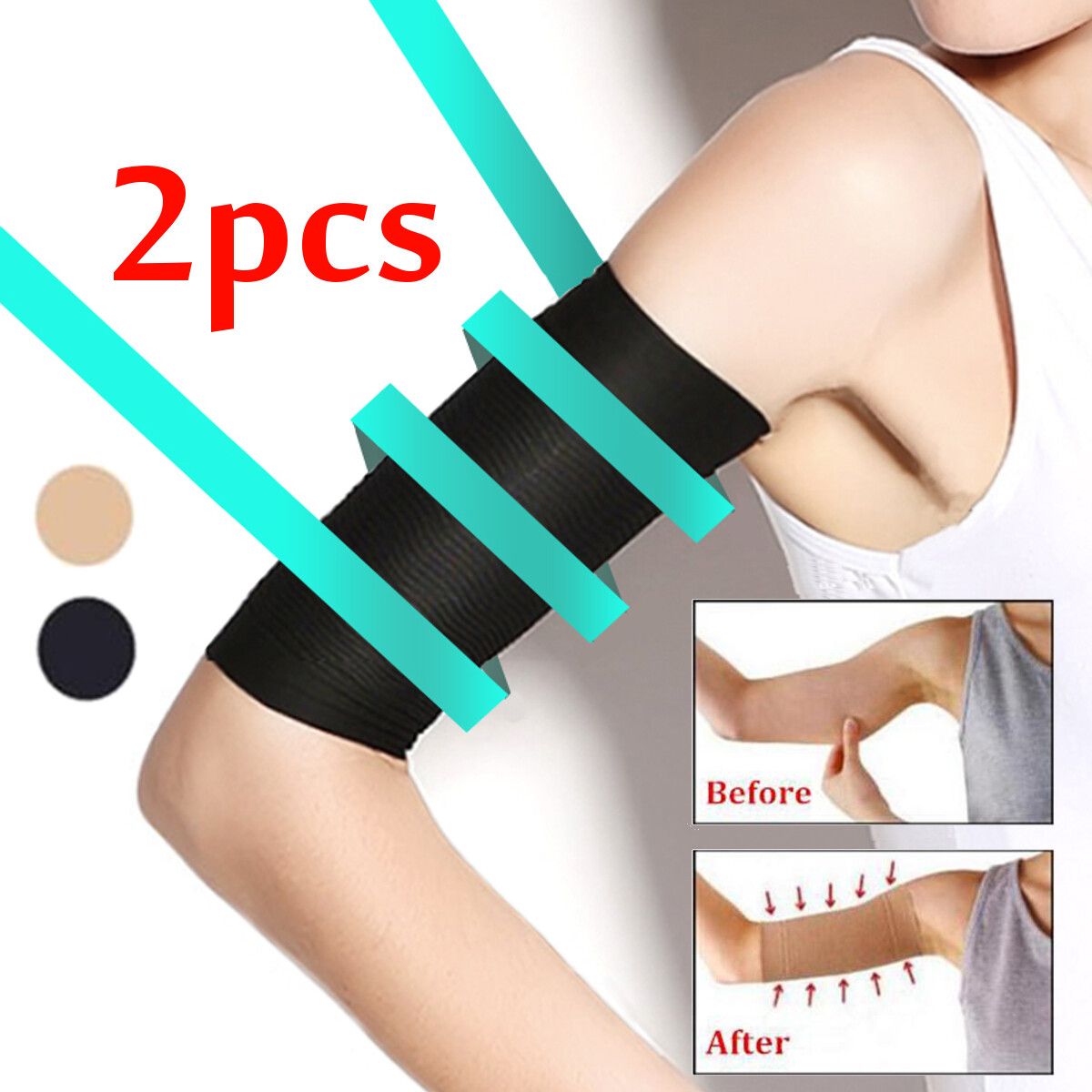 Women Strong Compression Shaper Arm Wrap Weight Loss Thin Legs Thin Arm Slimmer Sleevelet For Arm, Calves Black
