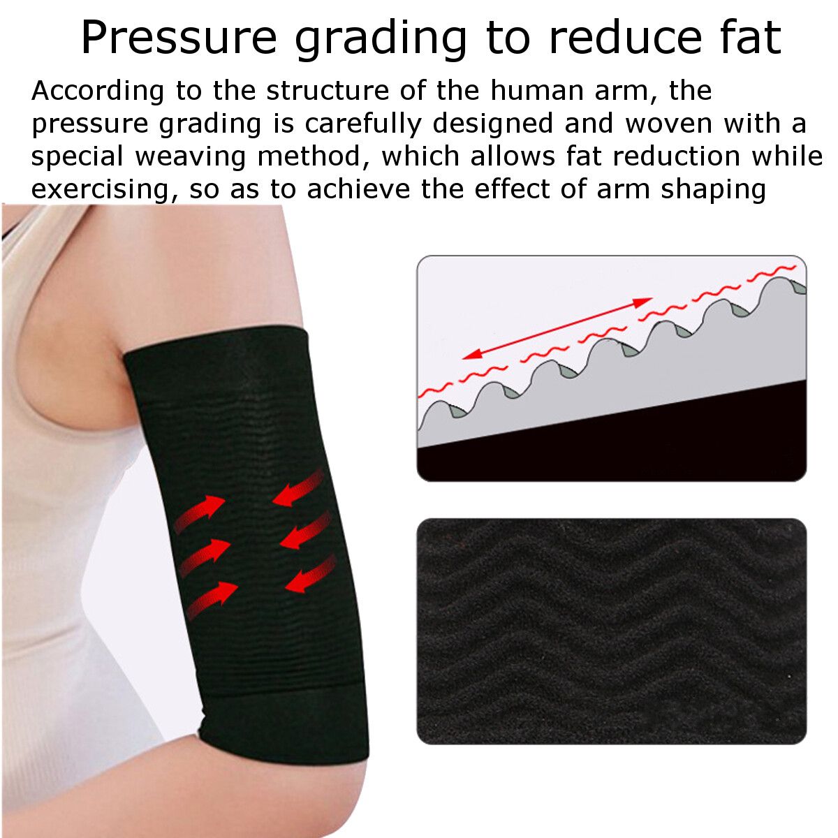 Women Strong Compression Shaper Arm Wrap Weight Loss Thin Legs Thin Arm Slimmer Sleevelet For Arm, Calves Black