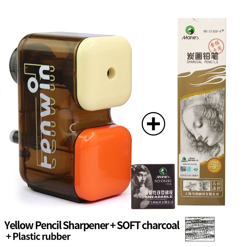 Sketch Hand Crank Pencil Sharpener Mechanical Pencil Sharpeners Student Sketching Drawing Art Stationery MS5001 Yellow-12pcs Soft
