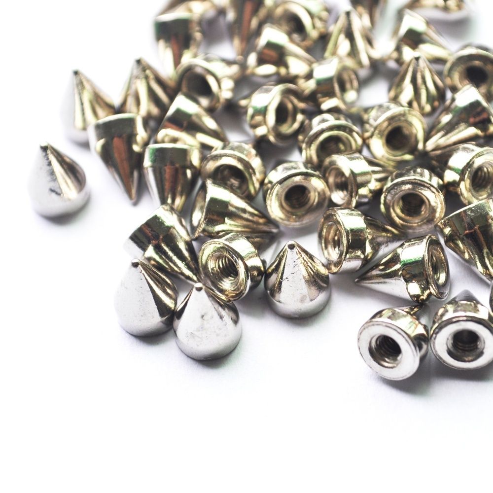 Silver Rivets Cone Shape Spikes Screwback Studs DIY Craft