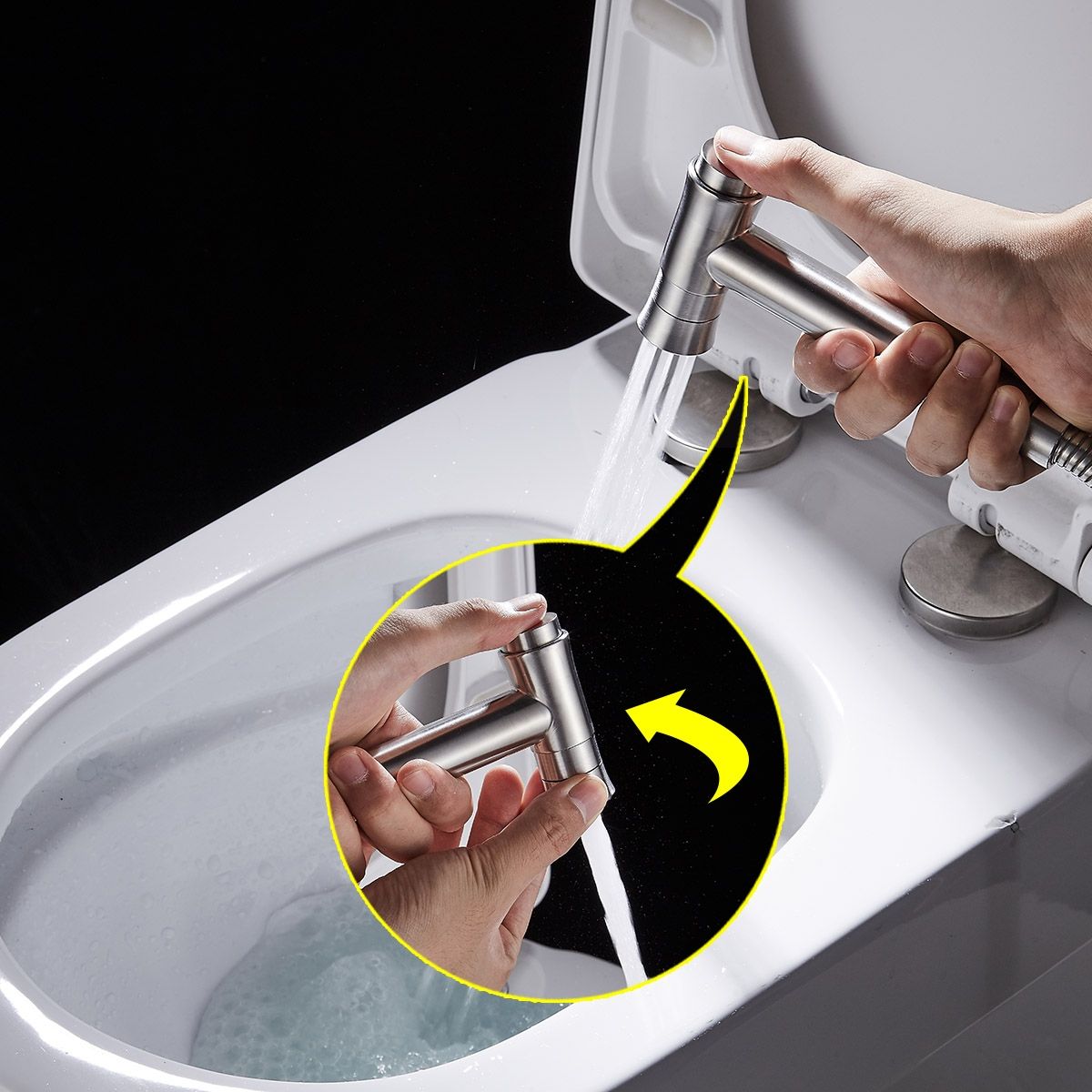 Bidet Toilet Sprayer Set Stainless Steel Handheld Bidet Sprayer Shattaf 2 Jets Mode Diaper Sprayer, Complete Bidet Set For Toilet, WS024BF6
