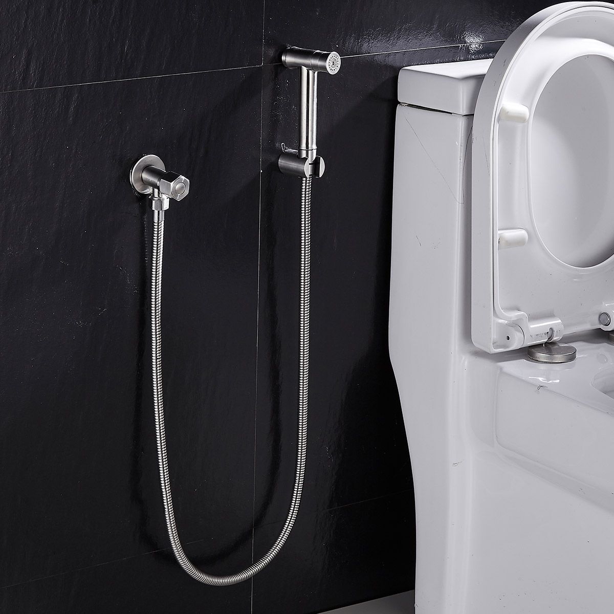 Bidet Toilet Sprayer Set Stainless Steel Handheld Bidet Sprayer Shattaf 2 Jets Mode Diaper Sprayer, Complete Bidet Set For Toilet, WS024BF6