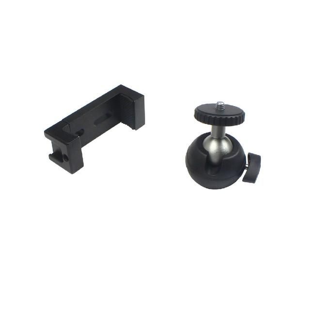 Universal 360 Tripod Ball Head Phone Clip Stand Holder with Double Hole Po Studio Light Monitor Ball Video Bracket 1/4 Screw