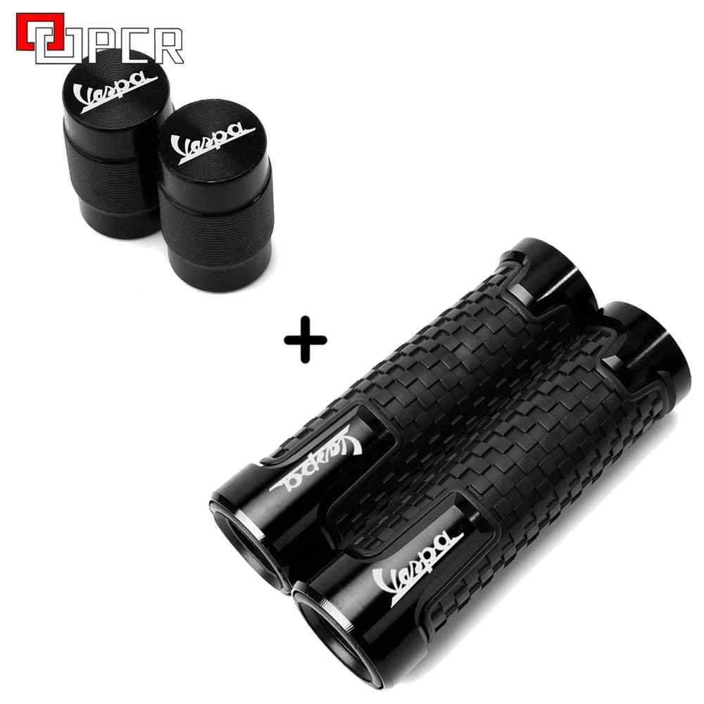 One Pair Motorcycle Wheel Tire Valve Caps & Handlebar Grips For Piaggio Vespa GTS 300 Accessories