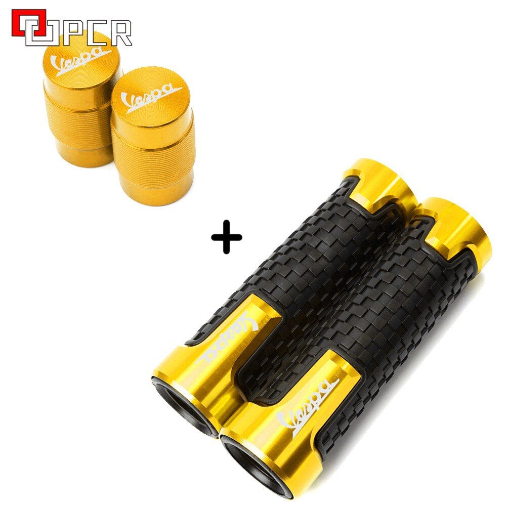 One Pair Motorcycle Wheel Tire Valve Caps & Handlebar Grips For Piaggio Vespa GTS 300 Accessories