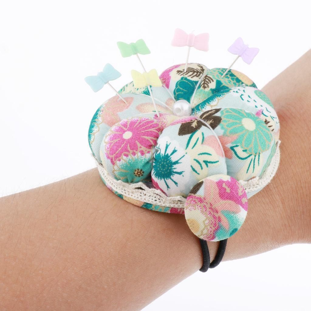 Wrist Wearable Pumpkin Pin Cushion For Embroidery Cross-Stitch Green
