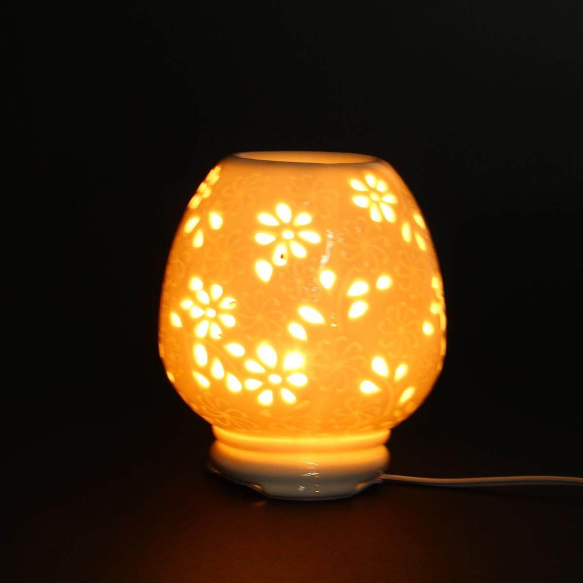 White Ceramic Electric Oil Warmer Cubes Melts Therapy Lamp Army Green