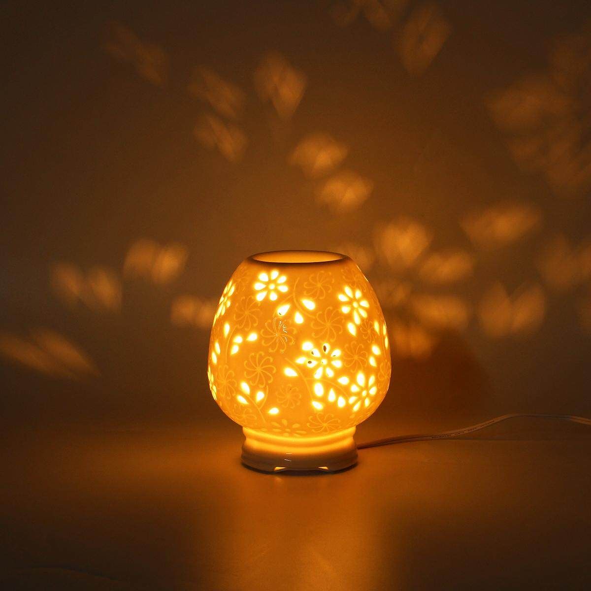 White Ceramic Electric Oil Warmer Cubes Melts Therapy Lamp Army Green