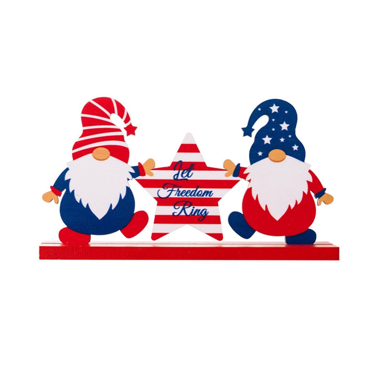 Wooden Ornament Independence Day Patriotic Table Wooden Sign White and Red