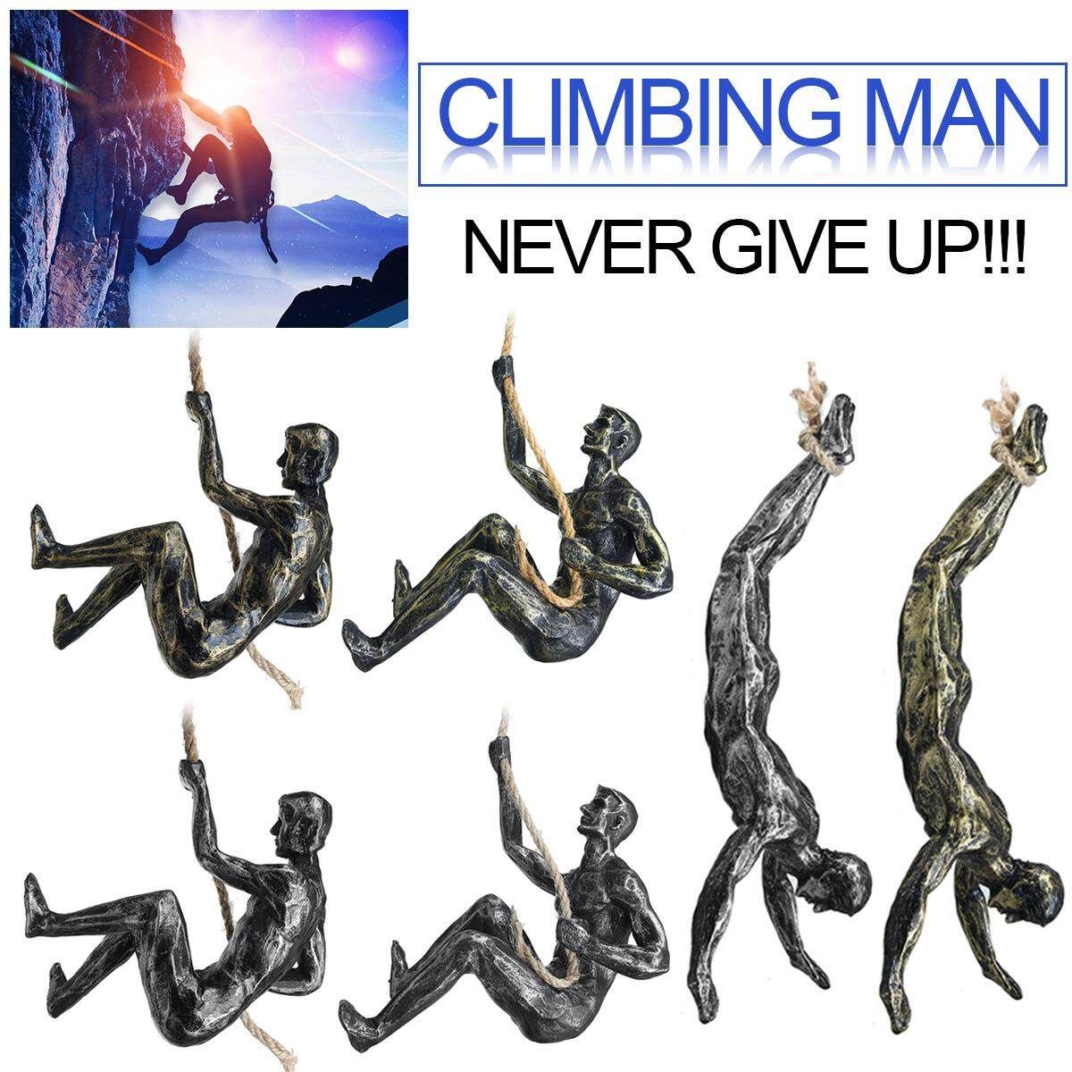 Handmade Global Climbing Iron Man Rope Wall Mounted Art Sculpture Climber Living Room Bedroom Decor Accessories Silver