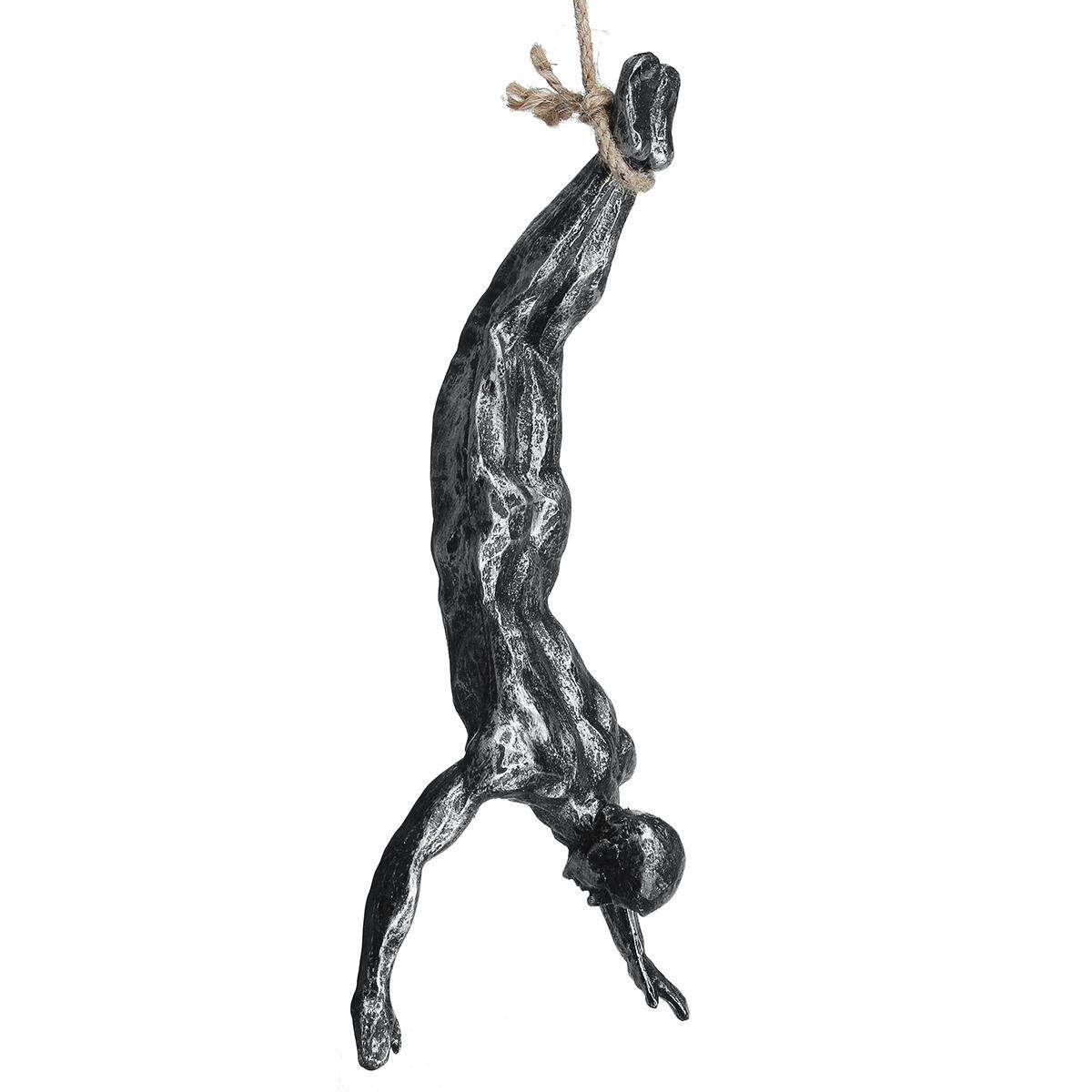 Handmade Global Climbing Iron Man Rope Wall Mounted Art Sculpture Climber Living Room Bedroom Decor Accessories Silver