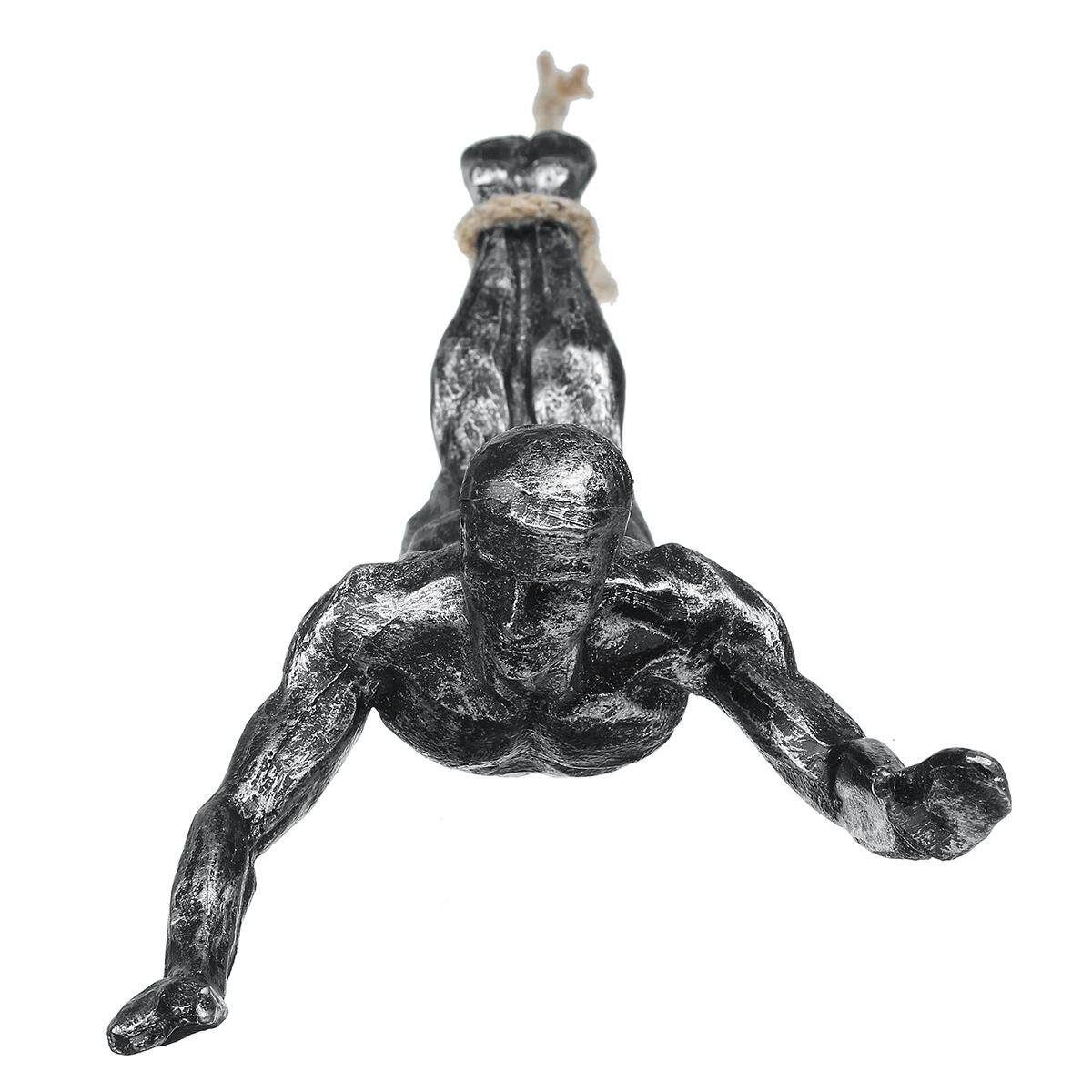 Handmade Global Climbing Iron Man Rope Wall Mounted Art Sculpture Climber Living Room Bedroom Decor Accessories Silver