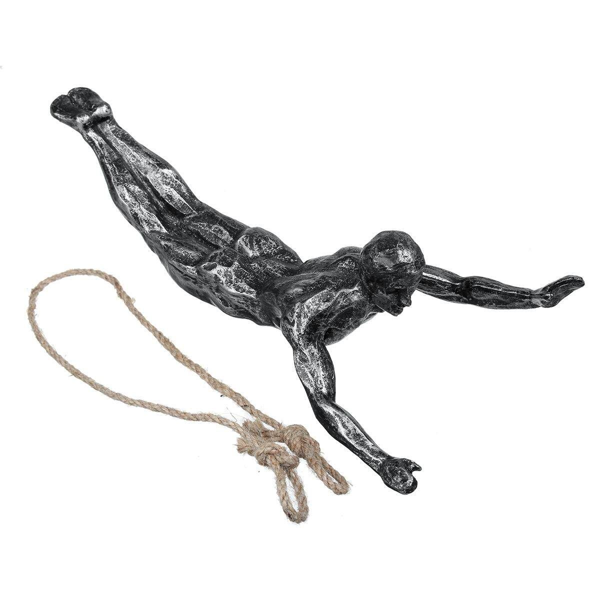 Handmade Global Climbing Iron Man Rope Wall Mounted Art Sculpture Climber Living Room Bedroom Decor Accessories Silver
