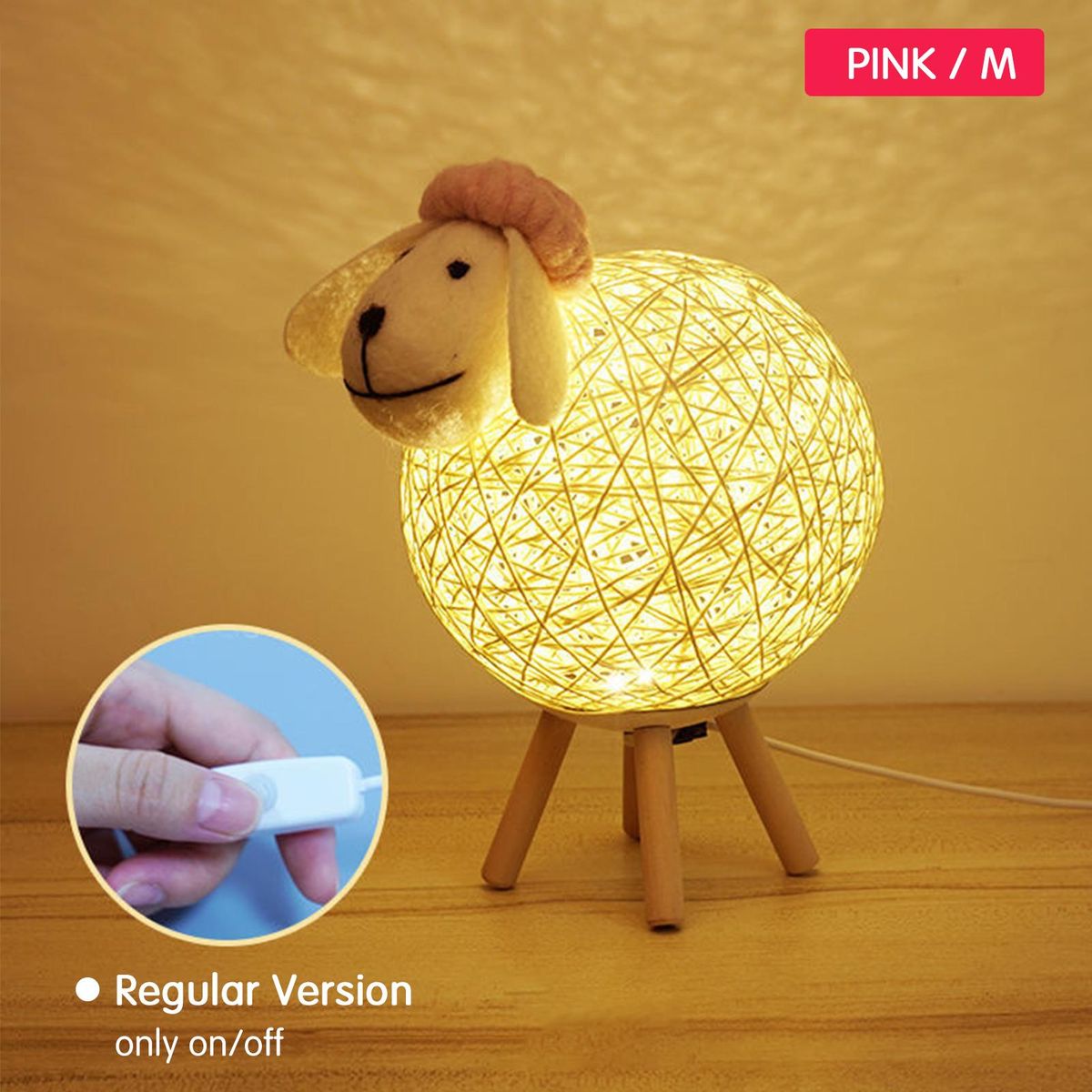 LEDs Night Light for Kids Cute Sheep Yarn-ball Design Hand-woven Lampshade Moon Lamp Nursery Lamp USB Baby Nightlight for Bedroom Home Indoor Decoration