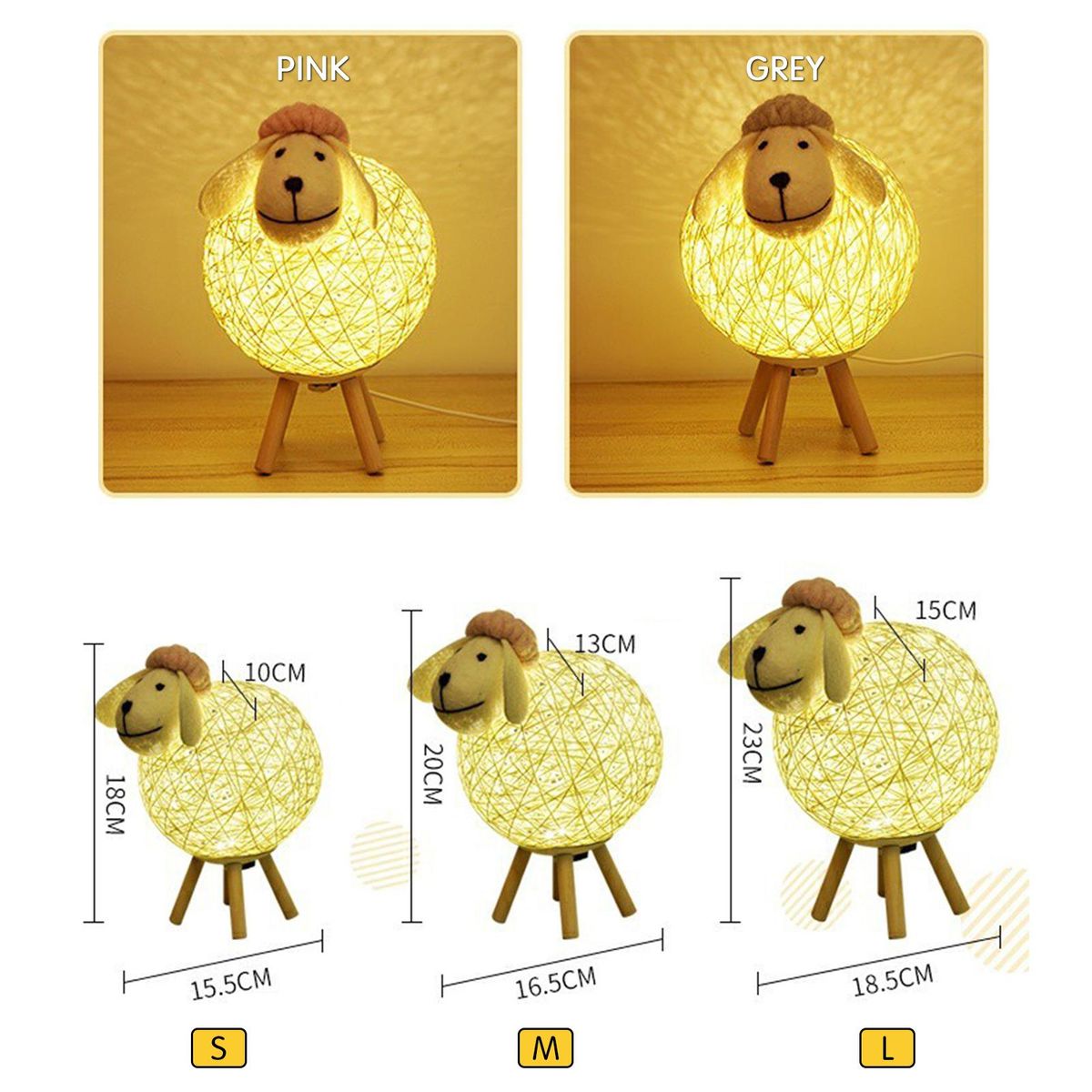 LEDs Night Light for Kids Cute Sheep Yarn-ball Design Hand-woven Lampshade Moon Lamp Nursery Lamp USB Baby Nightlight for Bedroom Home Indoor Decoration
