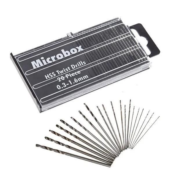 1Pack(20PCS) Mini High Speed Steel Twist Drill Bit Set 0.3mm-1.6mm