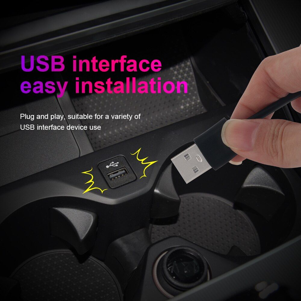 Neon Car Led Strip Light RGB USB Ambient Led Lighting Kit With Fiber Optic For Car Interior Accessories Center Console Dashboard